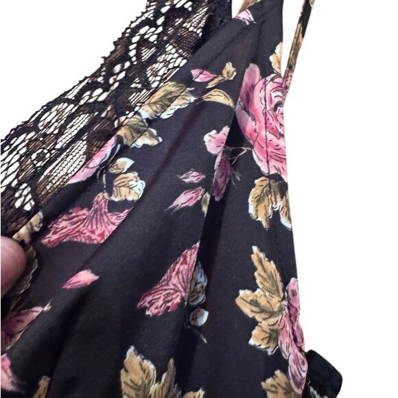 Zara Dark Floral Lace trim bodice slip dress S - Picture 2 of 6